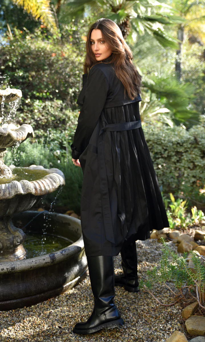 Tina Pleated Trench Coat | Greylin Collection | Women's Luxury Fashion Clothing 