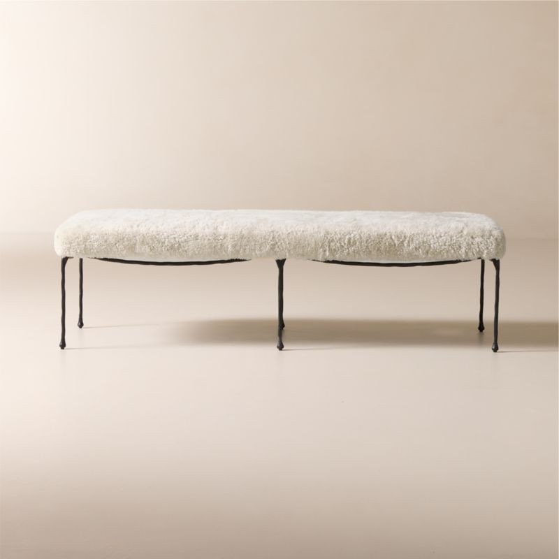 Journey 60" Cream Shearling Bench + Reviews | CB2 | CB2
