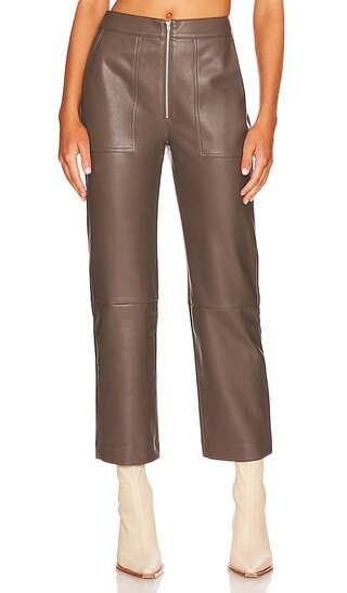 LNA Vegan Leather Exposed Zip Pant in Taupe. - size M (also in S) | Revolve Clothing (Global)