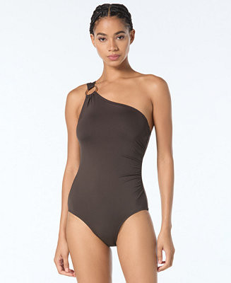 Michael Kors Women's Embellished One-Shoulder Underwire One-Piece Swimsuit | Macy's