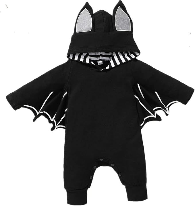 My First Halloween Outfits Newborn Baby Boy Bat Cosplay Costume Infant Baby Hoodie Romper Jumpsui... | Amazon (US)