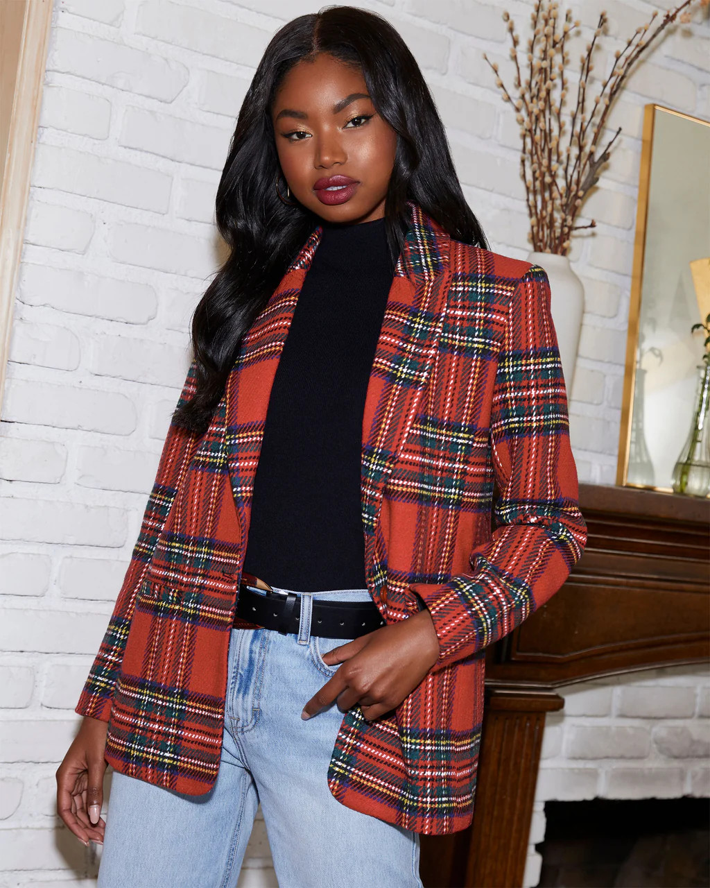 Eve Pocketed Plaid Blazer | VICI