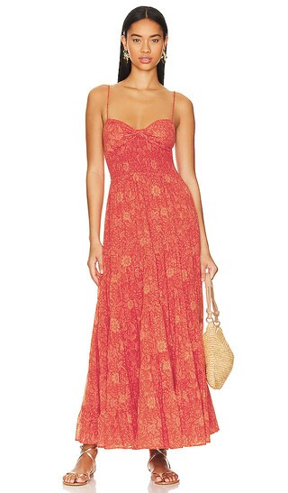 Free People Sundrenched Printed Maxi in Red. - size M (also in L, S, XS) | Revolve Clothing (Global)