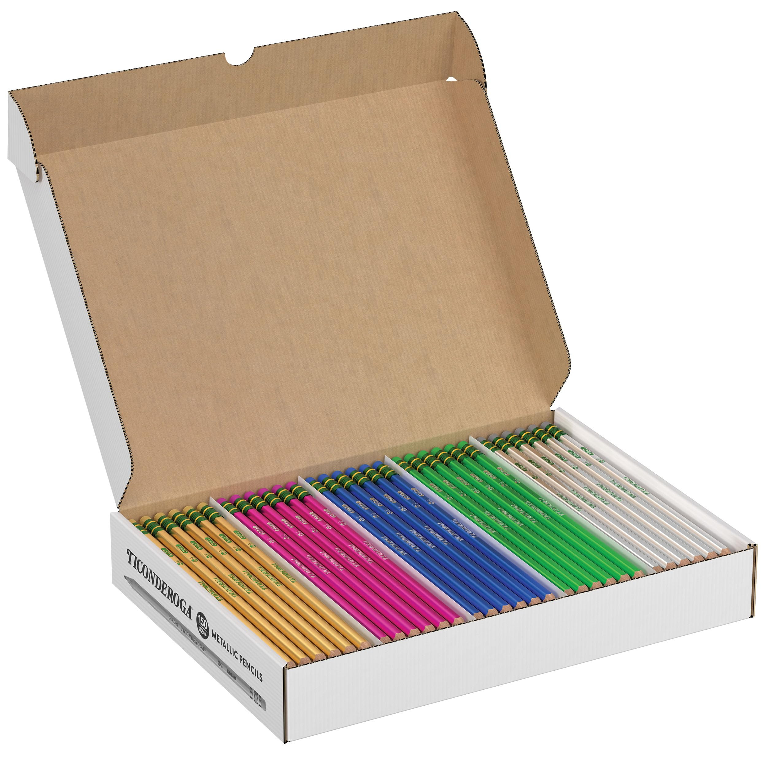 Ticonderoga Wooden Pencils, Pre-Sharpened, #2 HB Soft, Metallic Colors, 150 Count | Amazon (US)
