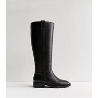 Women's Black Leather Knee High Riding Boots New Look | New Look (UK)