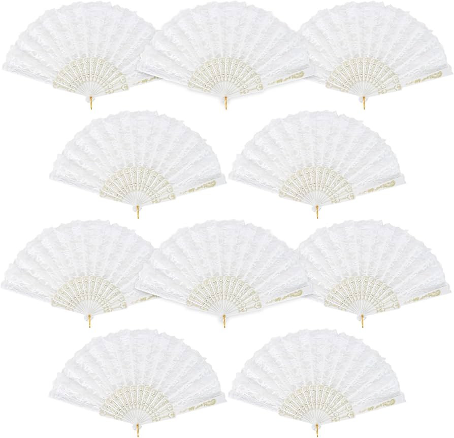 10 St\u00fcck Handf\u00e4cher Spitze Wei\u00df F\u00e4cher Hochzeitsf\u00e4cher Brautf\u00e4cher ... | Amazon (DE)