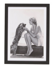 18x24 Young Woman Playing With Dog Framed Wall Art | Marshalls