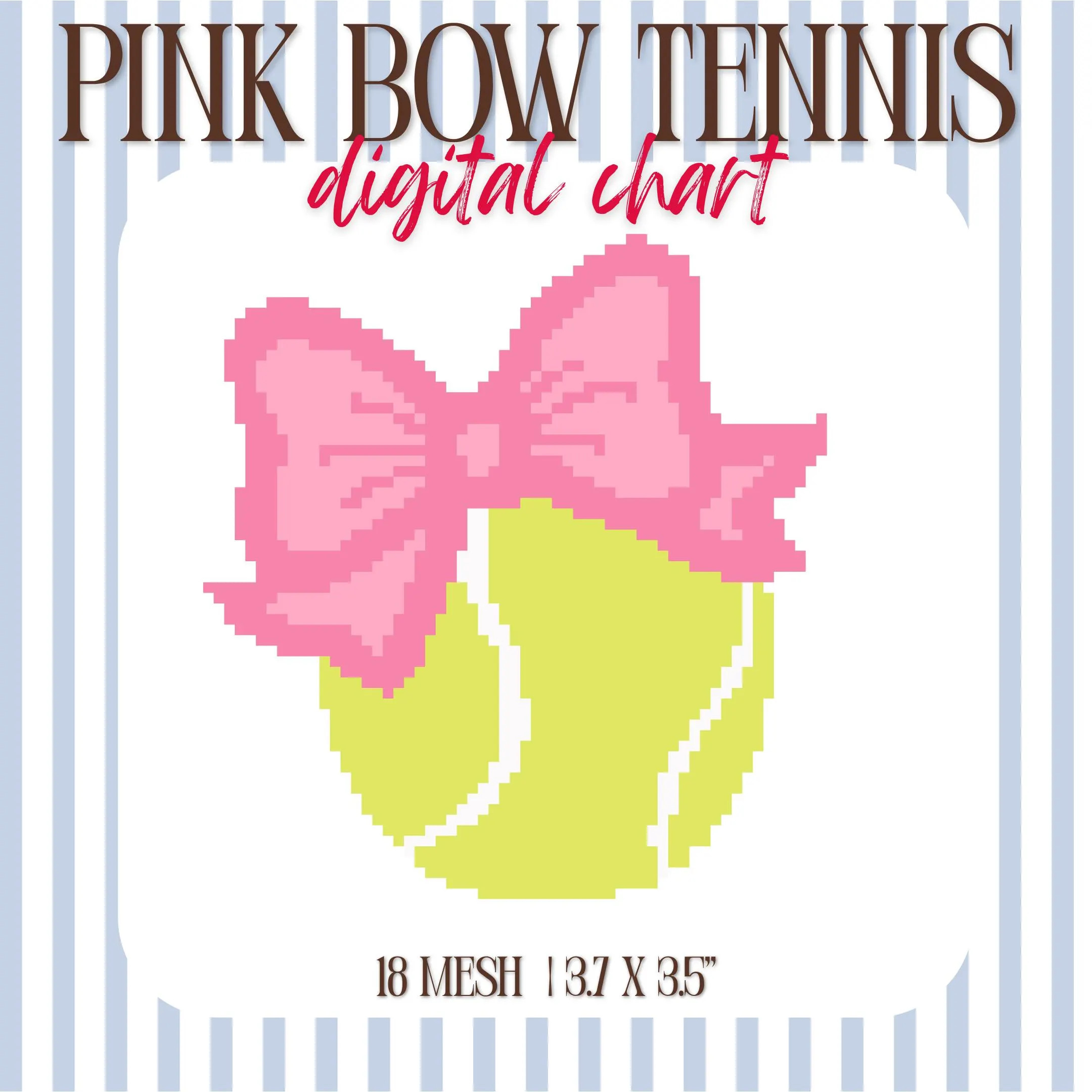 Pink Bow Tennis Ball Needlepoint Pattern 18 Mesh | Digital Stitch Chart (PDF + Stitchly) | Etsy (Global)
