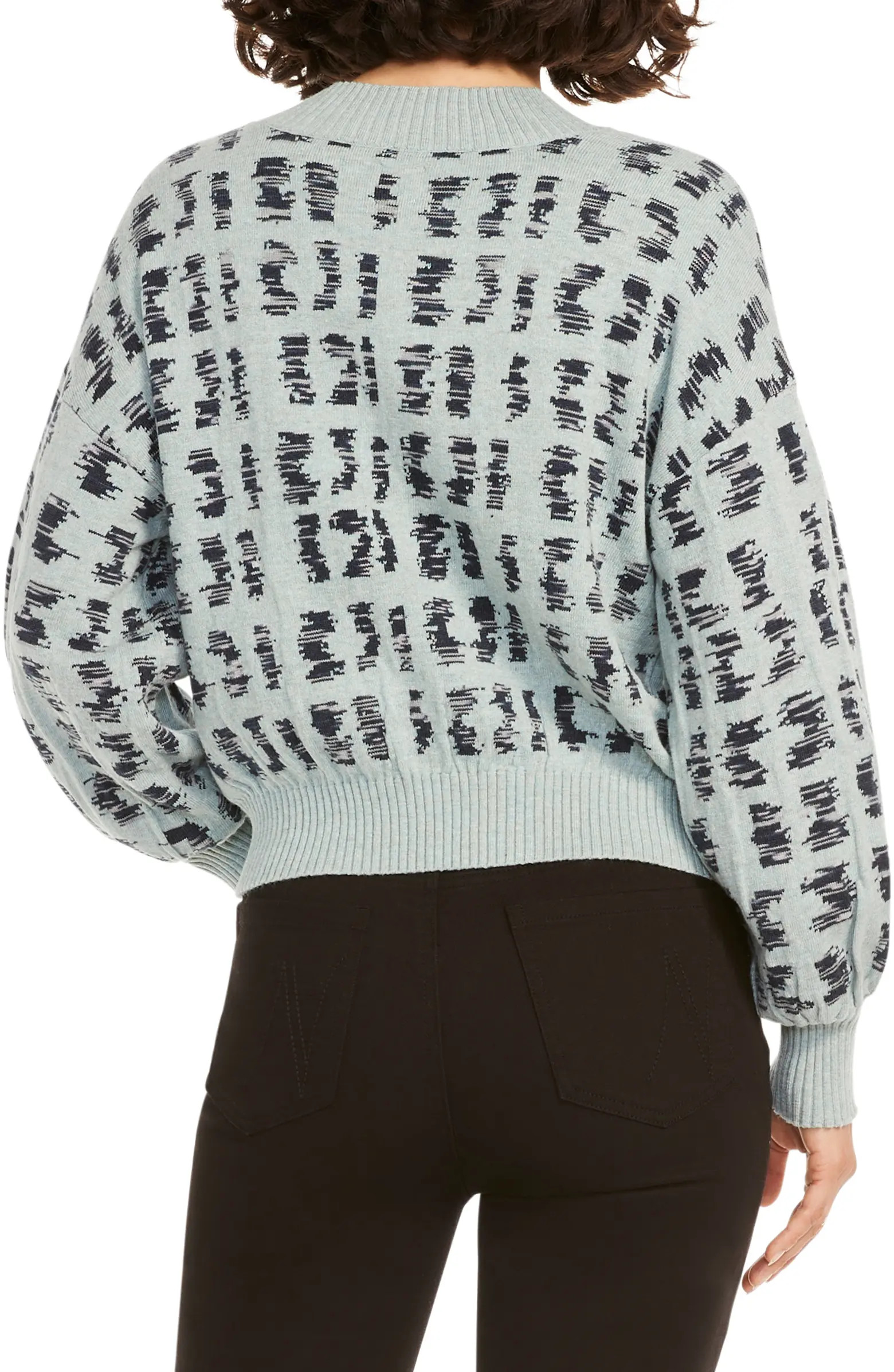NIC+ZOE Crisp Morning Split Neck Cotton Blend Jacquard Sweater | Nordstrom | Nordstrom
