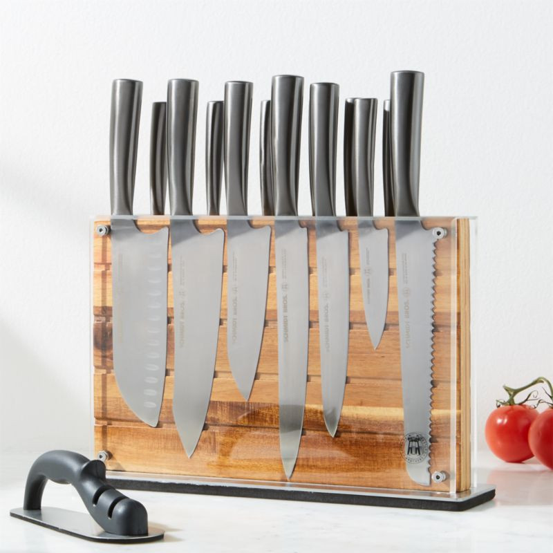 Schmidt Brothers Acacia Shiplap 15-PIece Knife Block Set + Reviews | Crate & Barrel | Crate & Barrel