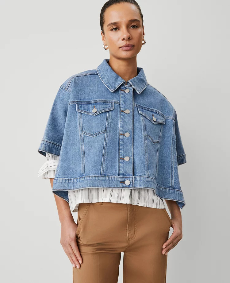 Weekend Collection Denim Poncho | Ann Taylor
