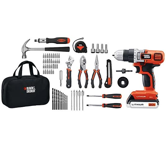 BLACK+DECKER Lithium Drill/Driver & 68-Piece Project Kit - QVC.com | QVC