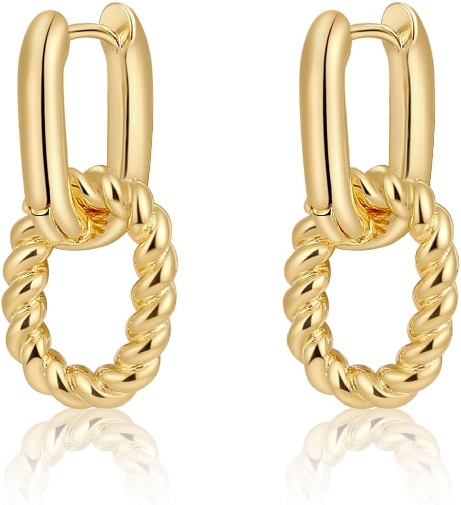 Pancert Gold Hoop Earrings for Women Pearl Earrings Lightweight Teardrop Hoop Earrings Paperclip ... | Amazon (US)