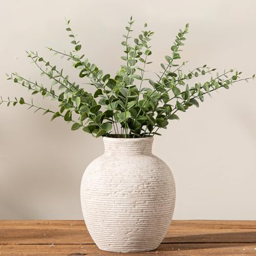 Vanselia Ceramic Flower Vase Home Decor - Small Farmhouse Table Vases Rustic Vintage Living Room Kitchen Bedroom Decorations for House Book Shelf Office Coffee Desk Dining Fireplace (6" Rustic) | Amazon (US)
