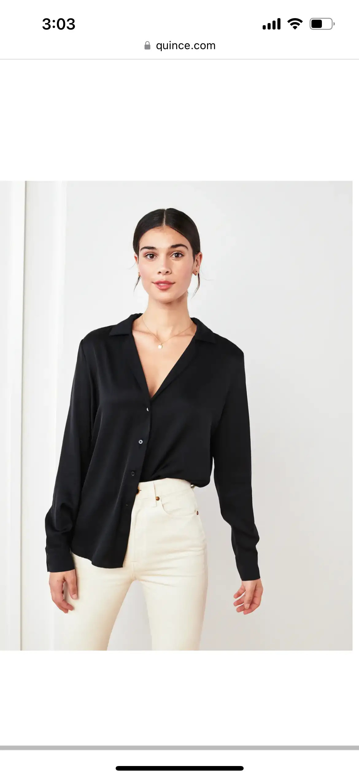 Washable Stretch Silk Notch Collar Blouse | Quince