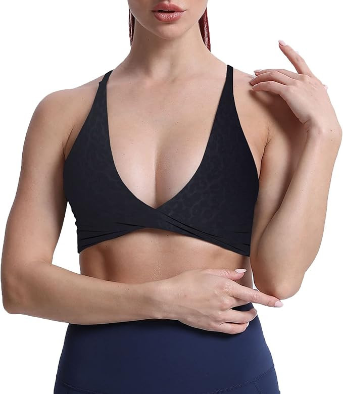 Aoxjox Women's Workout Sports Bras Fitness Backless Padded Sienna Low Impact Bra Yoga Crop Tank T... | Amazon (US)