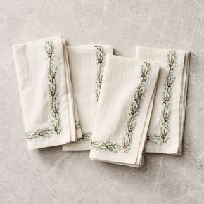 Embroidered Juniper Napkins | West Elm (US)