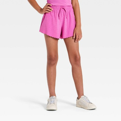 Girls' Mid-Rise  Eyelet Active Shorts - All In Motion™ Purple XL | Target