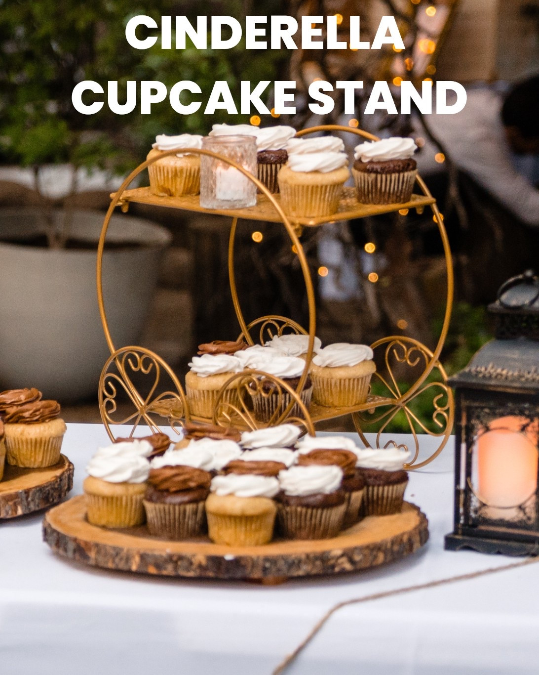 Cinderella cupcake stand at our wedding. We love how it added that fairytale touch without being tacky. #disneywedding #cinderella #wedding #weddingcupcakes #cinderellawedding