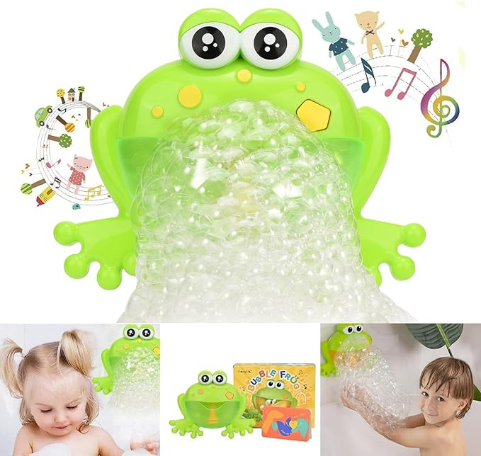 Light Up Baby Bath Bubble Toys,Tub Big Frog Automatic Bubble Maker Blower with 24 Music Baby Fun ... | Amazon (US)