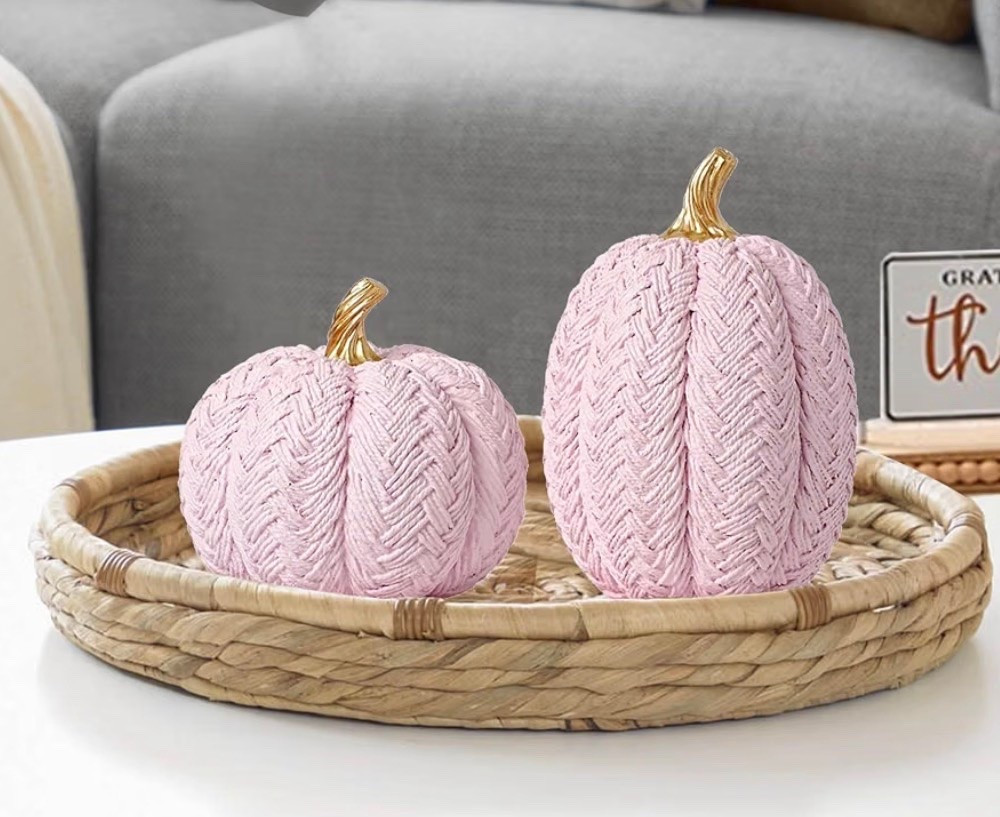 Pink Pumpkin Fall Decor 🎀🎃

The cutest little pop of pink for fall! These braided pumpkins have the prettiest soft pink texture with gold stems and look adorable styled on a tray, coffee table, mantel, or shelf. 💕✨ Such a fun way to add a feminine, preppy touch to your fall decorating—and they also come in blue and white! 🩷🏡

Amazon fall decor, pink pumpkins, pink fall decorations, preppy fall decor, feminine home decor, cozy fall home, tabletop fall decorations, pumpkin decor, Amazon home finds.

#LTKHome #LTKSeasonal #LTKmomlife
