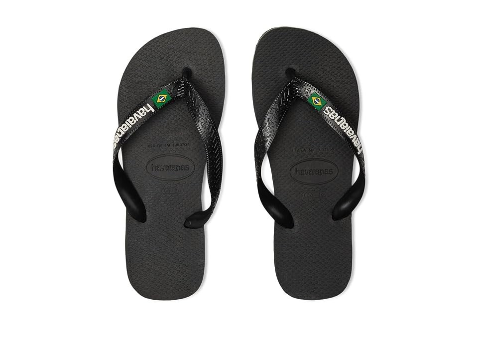 Havaianas Brazil Logo Unisex Flip Flops Women's Sandals Black/Black : EU 43-44 (US Men's 10-11 - Women's 12-13) M, Rubber | Zappos