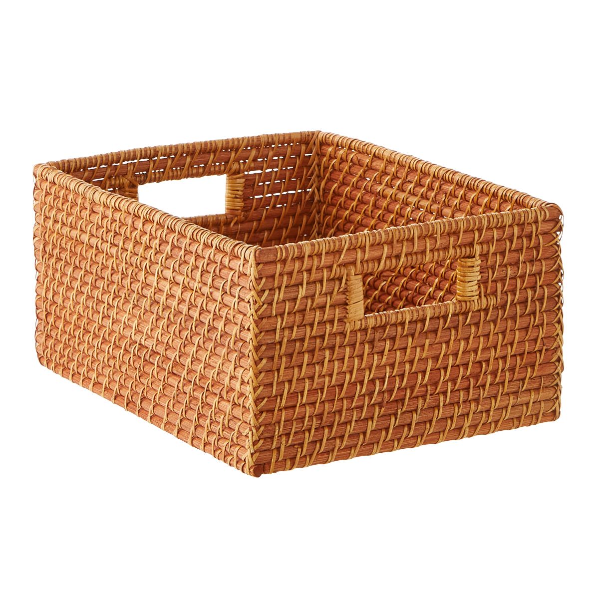 Large Rattan Bin w/ Handles Copper | The Container Store