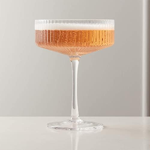 4 Pcs Ribbed Coupe Glasses, 10 oz Vintage Cocktail Coupe Glasses Set, Unique Martini Glass, Class... | Amazon (US)