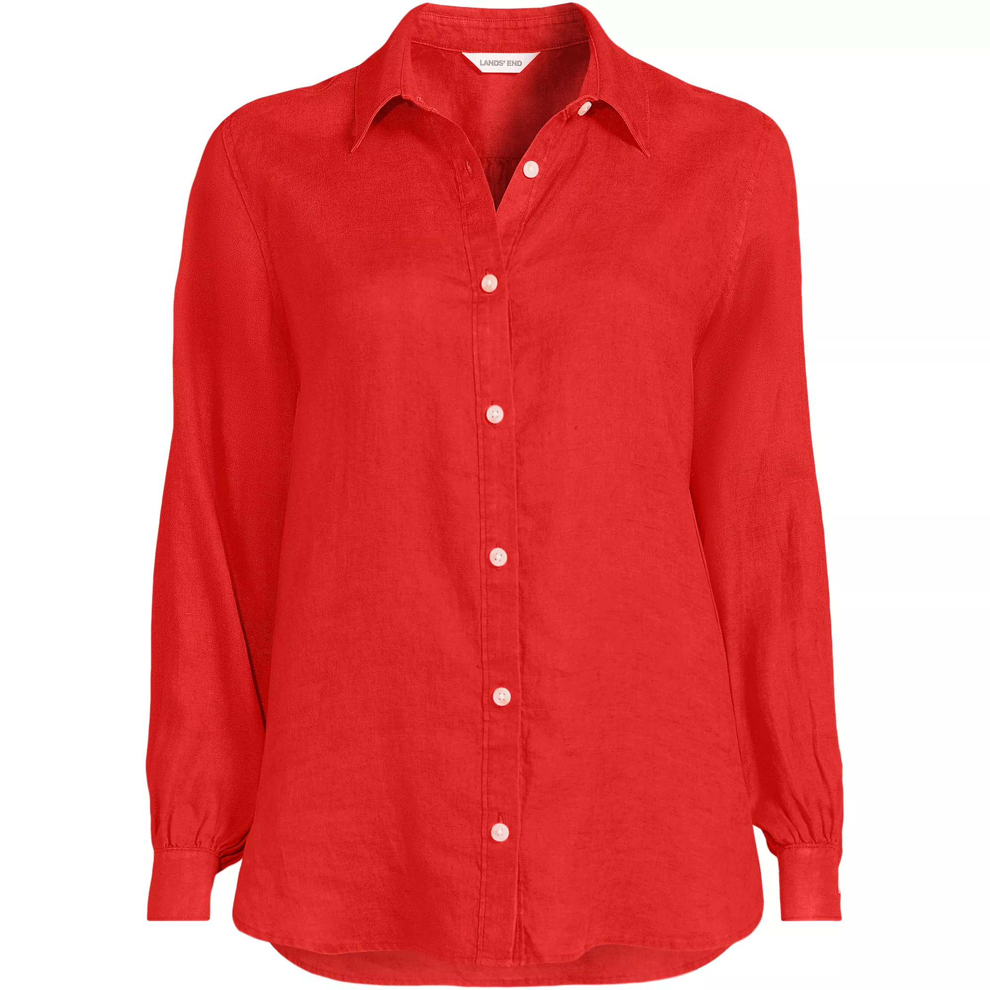Women's Linen Long Sleeve Feminine Shirt | Lands' End (US)