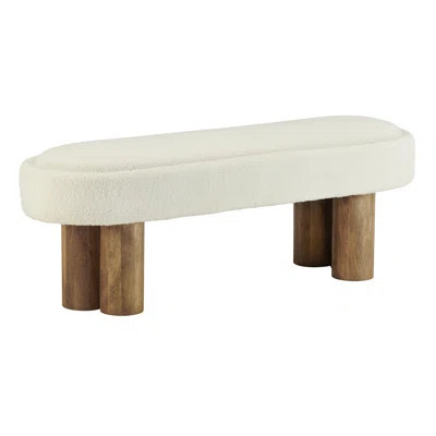 50 In. Cream Upholstered Accent Bench With Solid Wood Frame | Wayfair North America