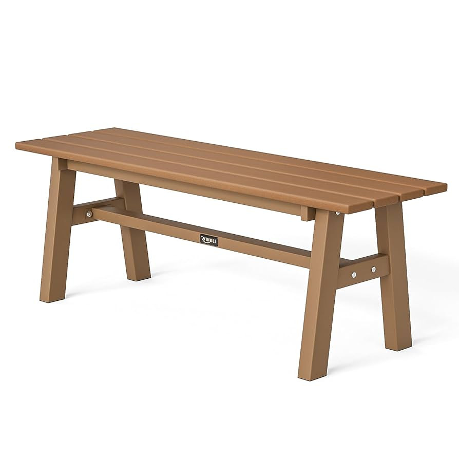 VINGLI 47” Outdoor Bench Garden Bench HDPE Porch Bench w/Metal Legs, Poly Lumber Patio Bench, 6... | Amazon (US)