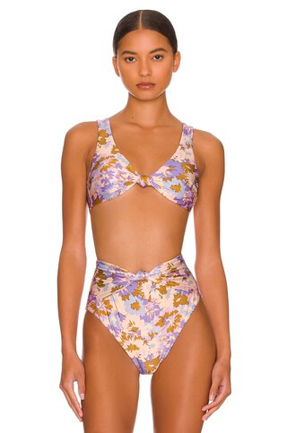 Zimmermann Scoop Knot Bikini Top in Purple Multi Floral from Revolve.com | Revolve Clothing (Global)