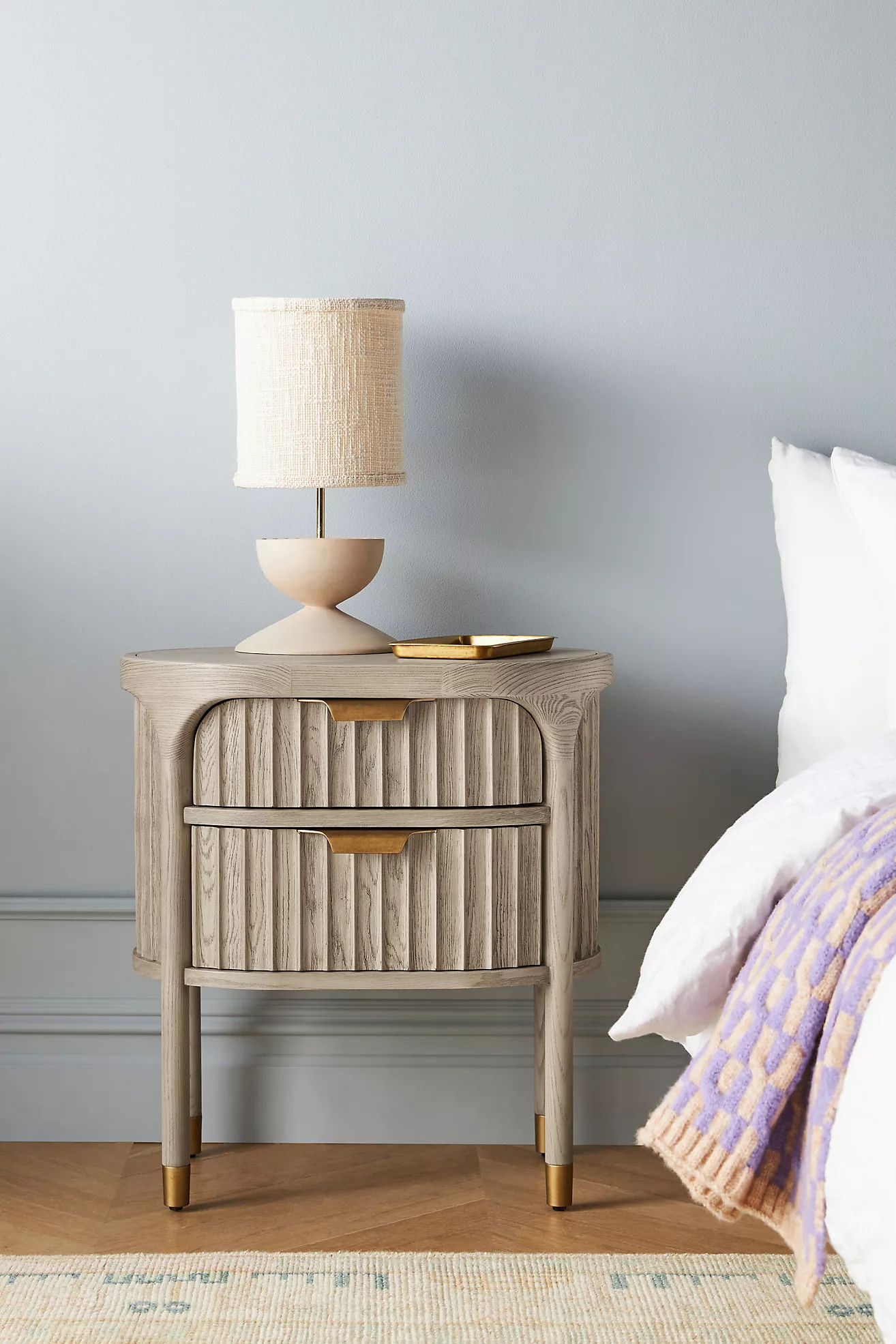 Isla Fluted Wood Two-Drawer Nightstand | Anthropologie (US)