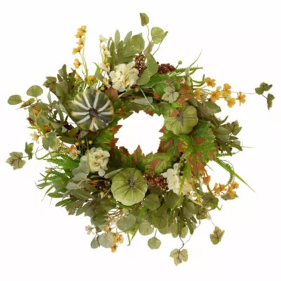 Northlight Pumpkins and Berries Artificial Fall Harvest Twig Wreath 24-Inch Unlit | Belk