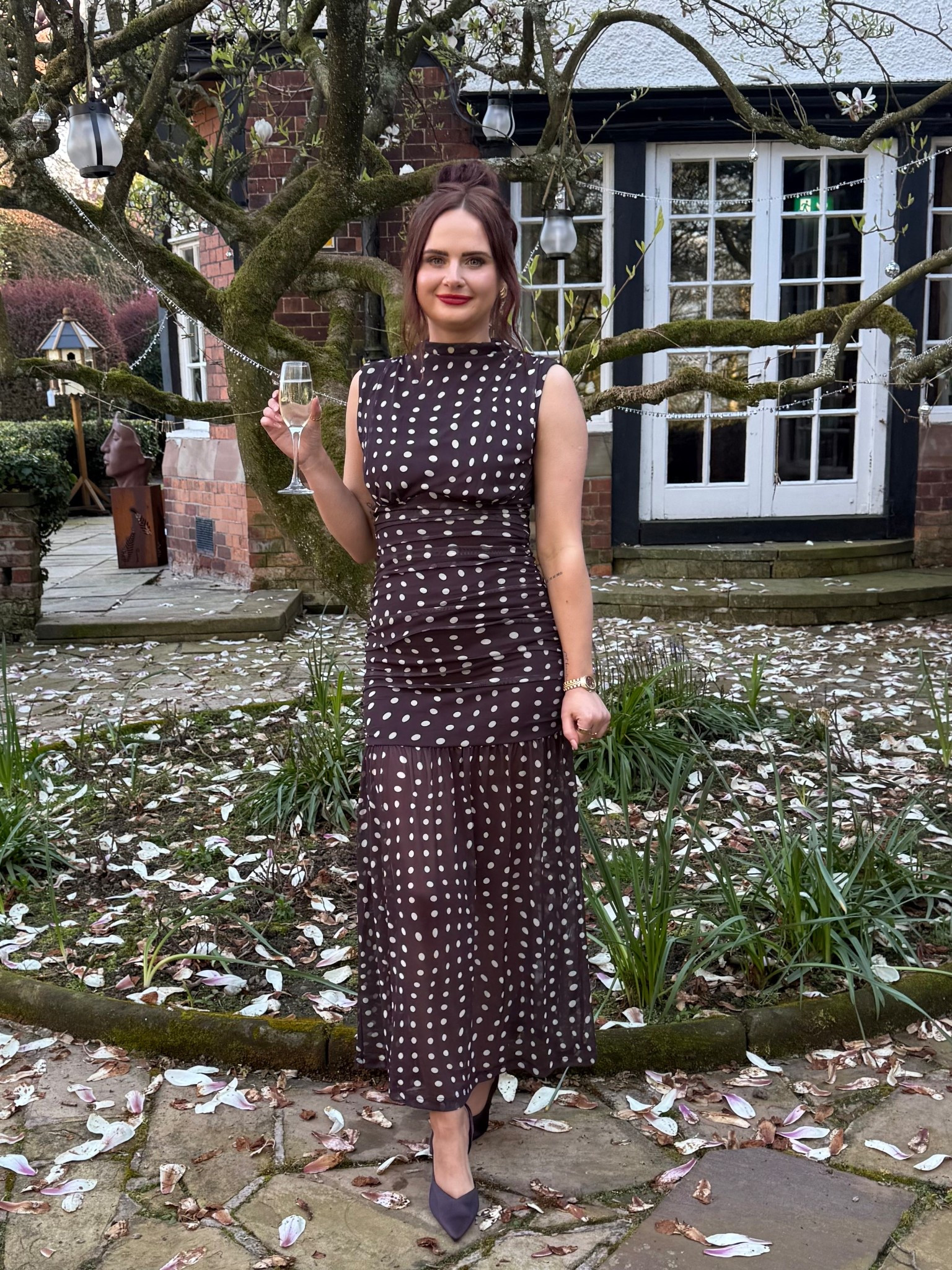 Wedding guest dress brown polka dot dress 

#LTKuk #LTKspring #LTKwedding
