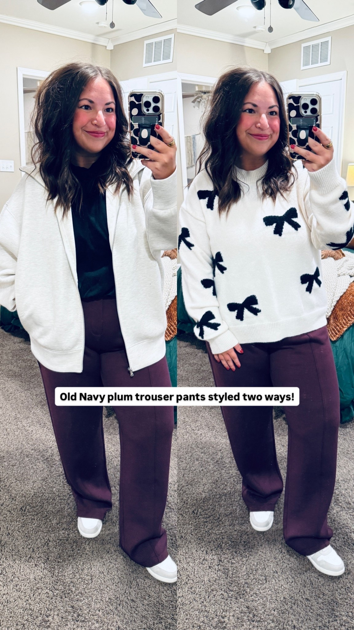 Old Navy plum trouser pants styled two ways!

#LTKWorkwear #LTKMidsize #LTKootd