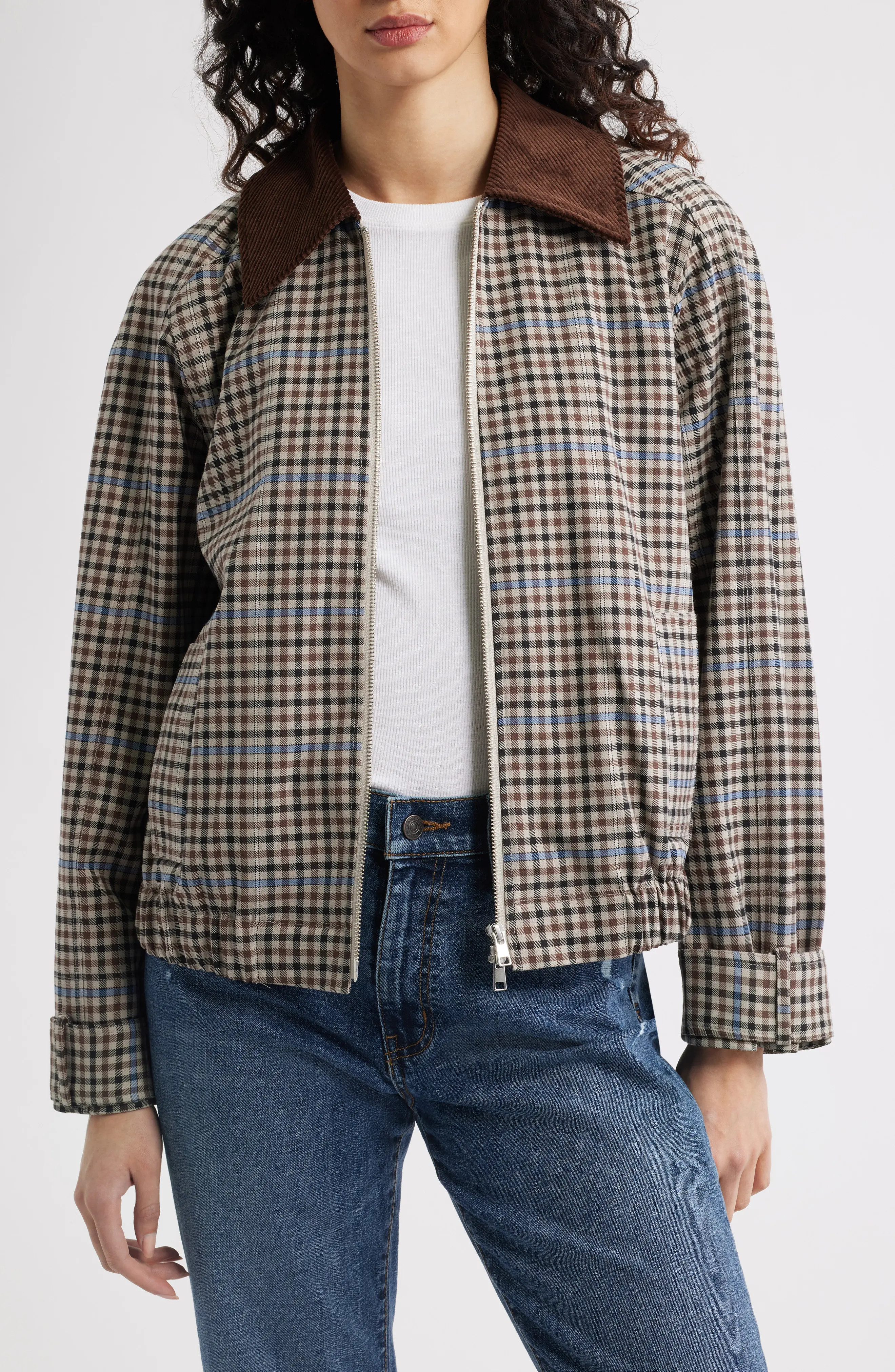 York Corduroy Collar Check Jacket (Women) | Nordstrom | Nordstrom