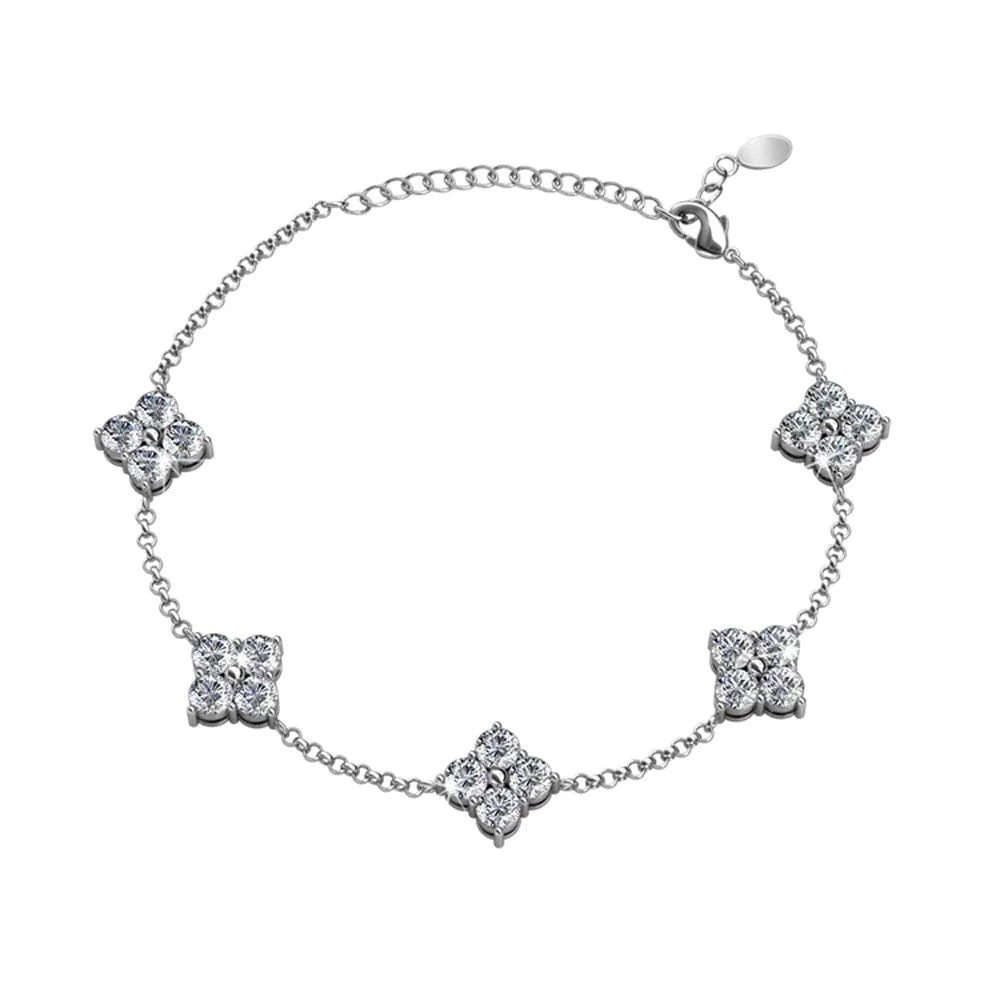 Cate & Chloe Adeline 18k White Gold Chain Bracelet with Swarovski Crystal Clusters Gift for Women | Walmart (US)