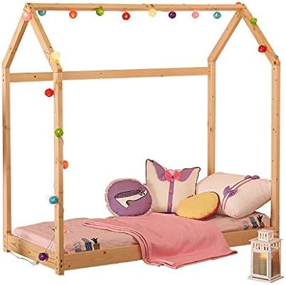 UHOM Bedroom Twin Size Furniture Premium Wood Children Toddler House Bed Frame King Size Tent Bed... | Amazon (US)