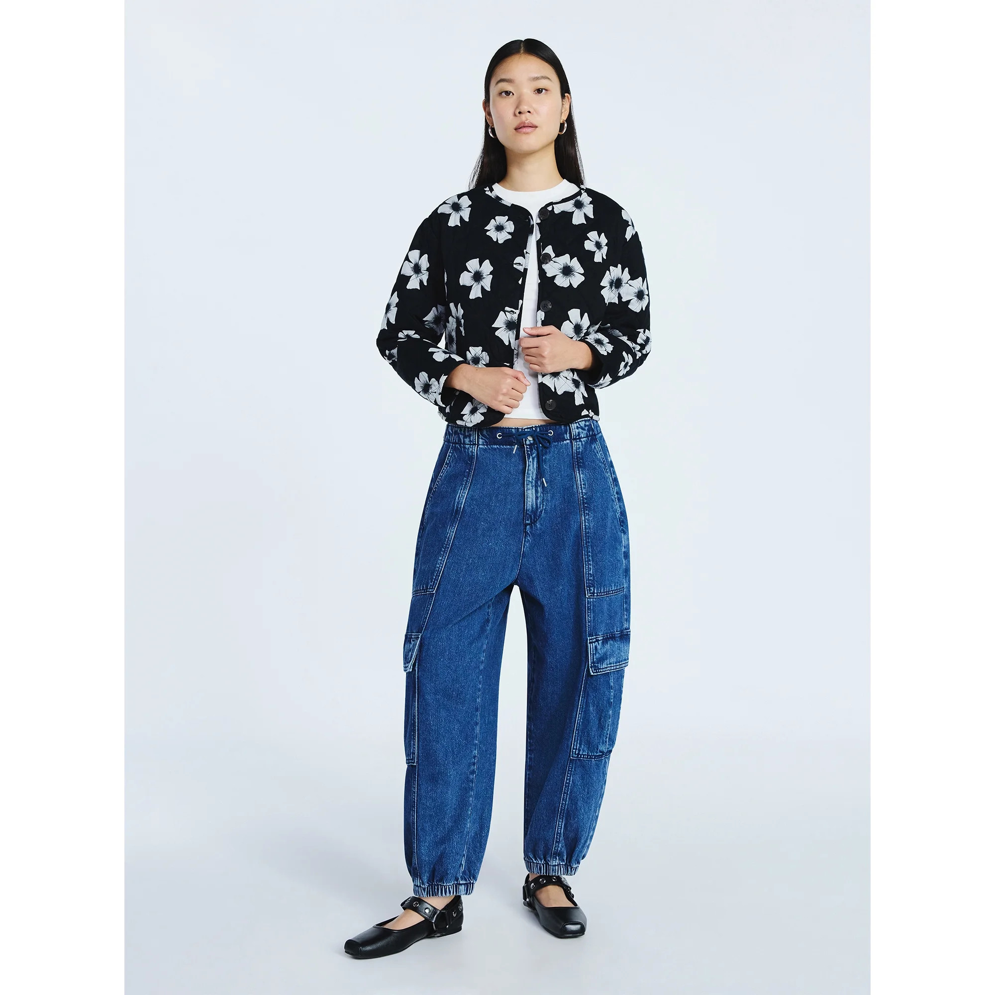 Scoop Women's Cotton Floral Print Quilted Jacket, Lightweight, Sizes XS-XXL | Walmart (US)