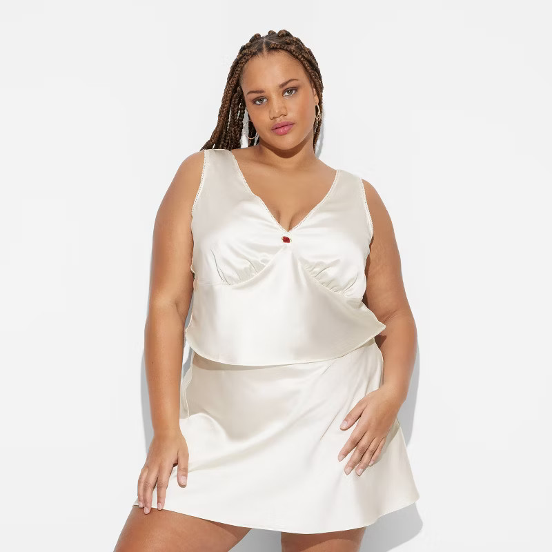 Women's Satin Rosette Tank Top - Wild Fable™ Cream S | Target