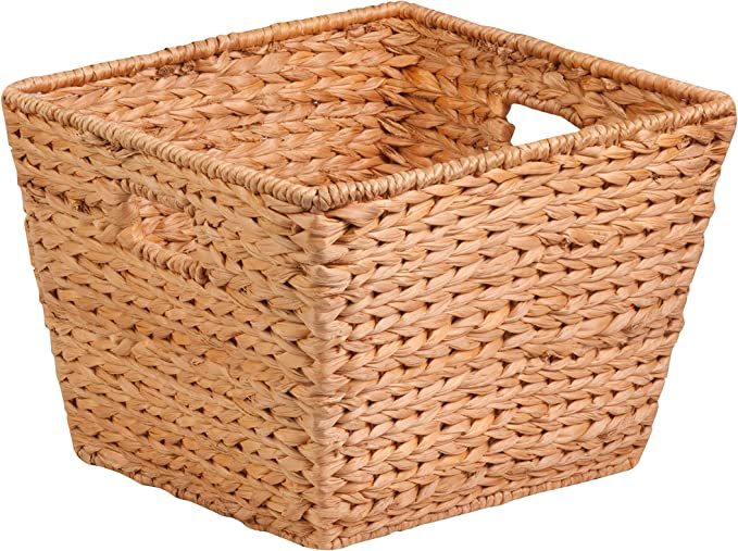 Honey-Can-Do STO-02884 Tall Square Water Hyacinth Basket Bin, Large, 15 L x 15 W x 12 H,Natural | Amazon (US)