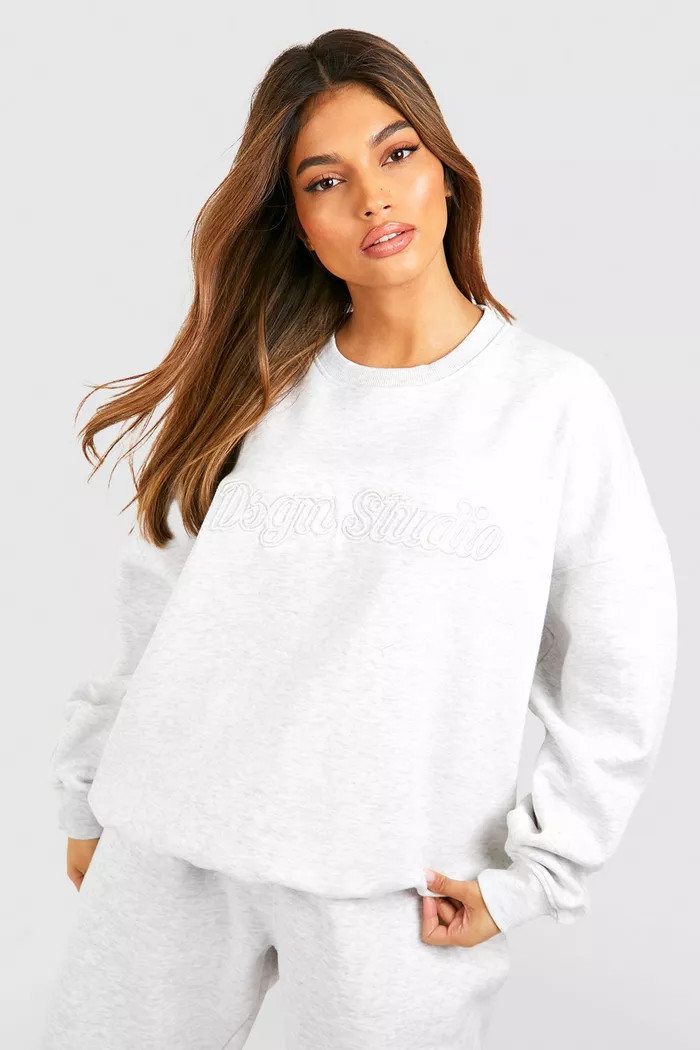 Dsgn Studio 3d Embroidered Oversized Sweatshirt | Boohoo.com (UK & IE)