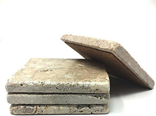 Marbleobject Beige 4"X 4"Travertine Stone Coaster Each Piece Unique Natural Stone "drink" Spills ... | Amazon (CA)