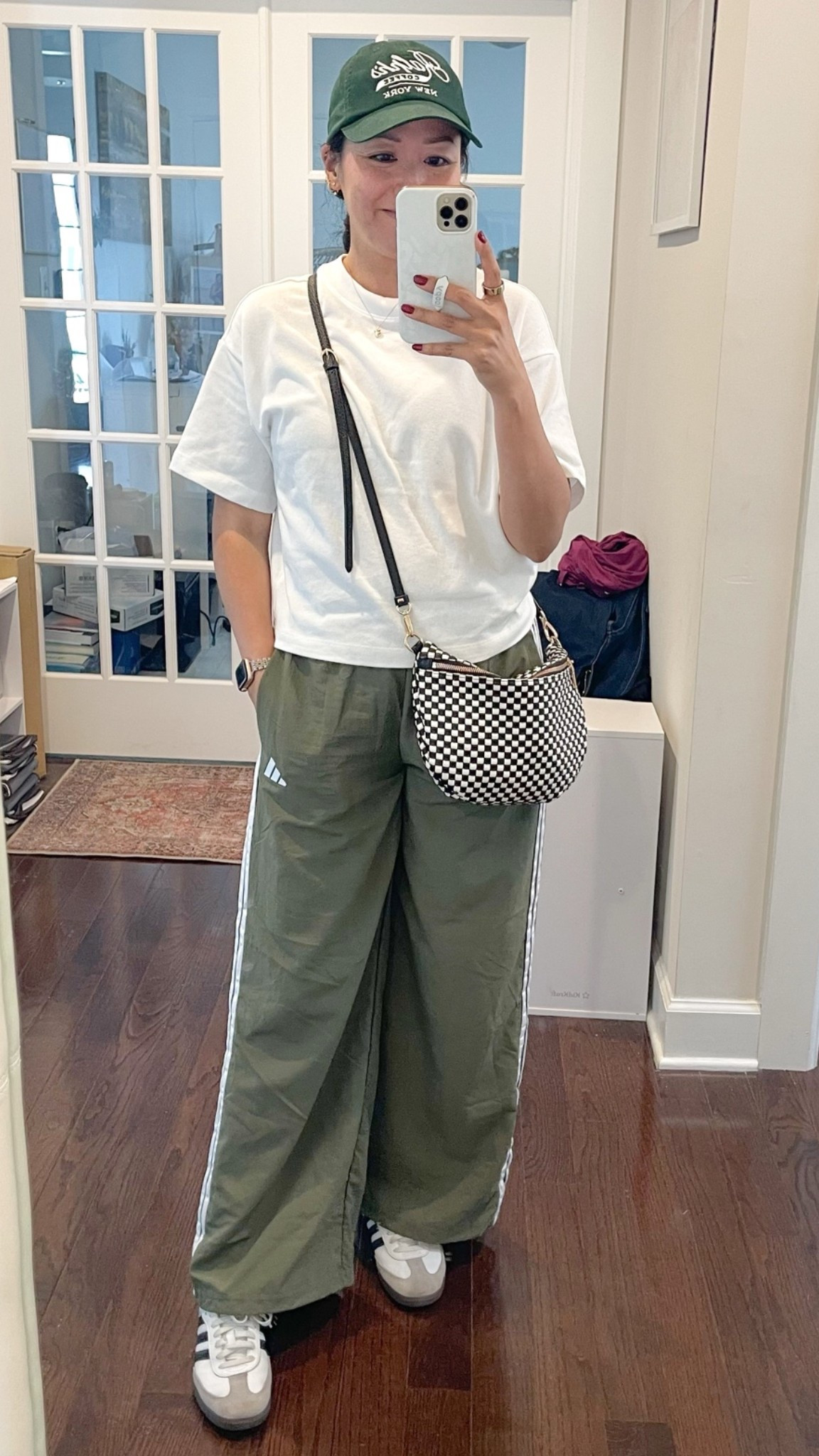 Size small tee and XS pants
Sized down 1/2 in Sambas

#LTKOver40 #LTKootd #LTKSaleAlert
