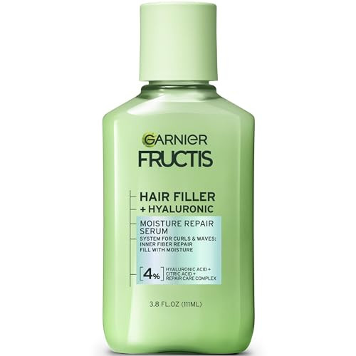Garnier Fructis Hair Filler Moisture Repair Serum Treatment, Moisturizing Hair Serum for Curls and Waves with Hyaluronic Acid, 3.75 Fl Oz, 1 Count | Amazon (US)
