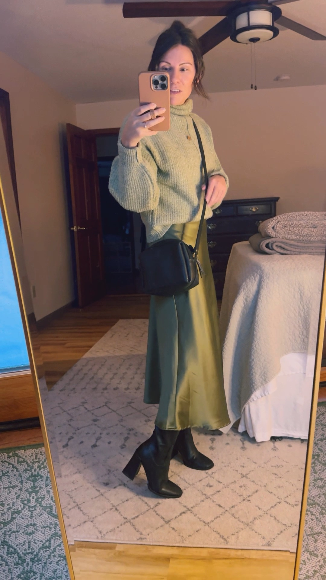 Wearing size small in the sweater, size xs in the slip skirt (green) and a 1/2 size up in the boots!#LTKParties #LTKWatchNow

#LTKHoliday