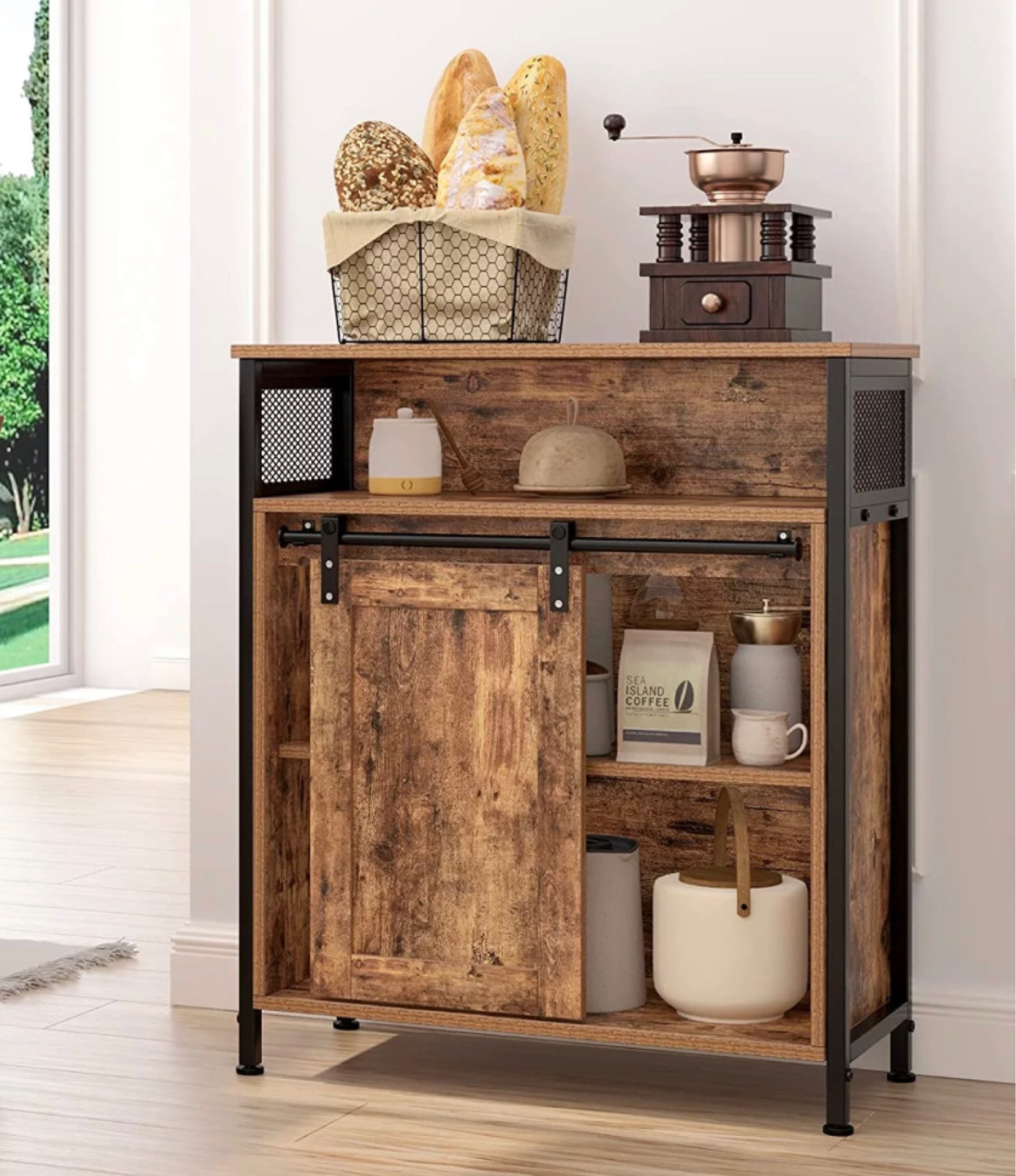 Sideboard Farmhouse style with shelves and sliding barn style door Storage Cabinet Storage, 4 Tier Industrial Cabinet, Rustic Brown

#Cabinet #Wood #rustic #sideboard #diningroom #home #kitchen 

#LTKfindsunder100 #LTKhome #LTKfamily