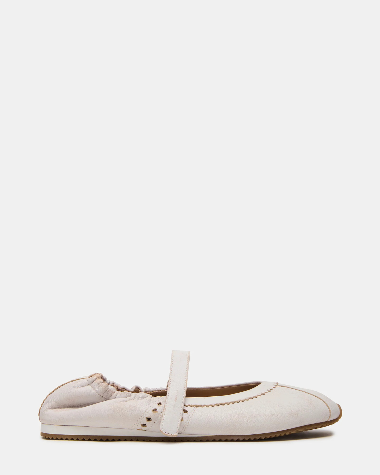 ANAYA White Distressed Mary Jane Ballet Women's Flat | Steve Madden (US)