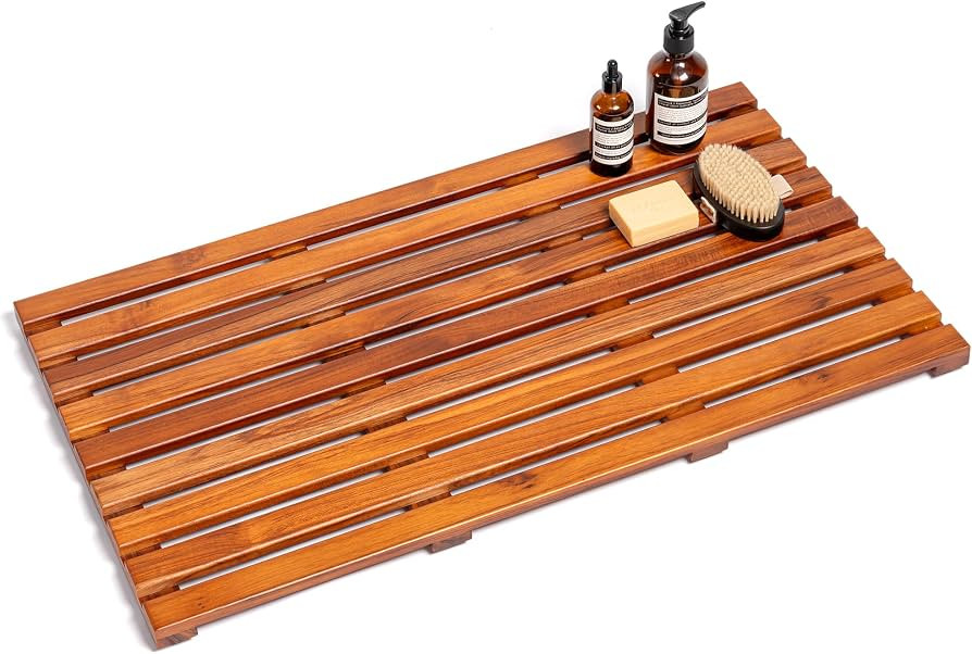 Teak Bath Mat 32"x18" Extra Large - Solid Wood Shower Mat for Bathroom, Spa & Outdoor Use - Non-S... | Amazon (US)